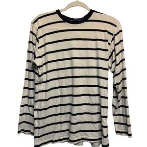 Aqua Maritime Breton Stripes Long Sleeve Crew Neck T Shirt Top unisex medium